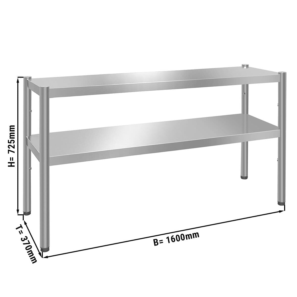 Aufsatzbord PREMIUM - 1600x370mm - mit 2 Etagen 0,7 m hoch