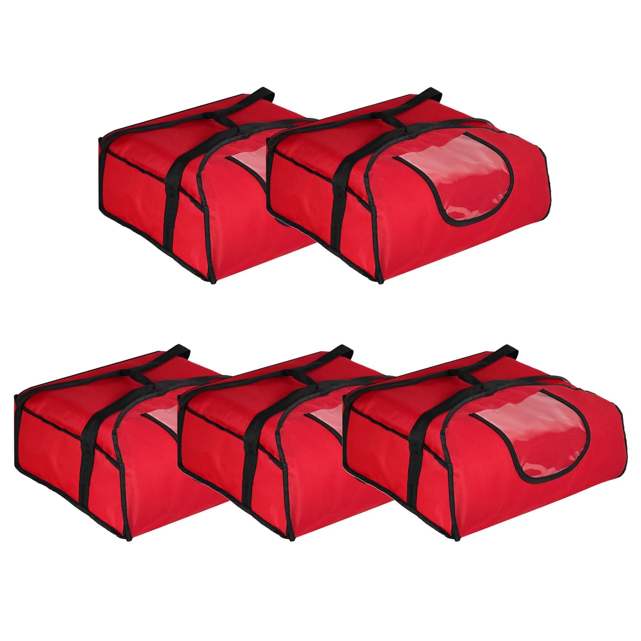 (5 Stück) Pizzabag / Isoliertasche - für 3 Pizzakartons 43x43cm - Rot