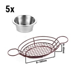 (5 Stück) Fingerfood Korb mit Diptassen Oval