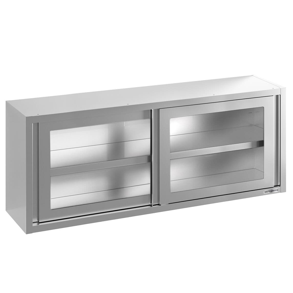 Edelstahl Wandhängeschrank - 2000x400mm - mit Glasschiebetür - 650mm hoch