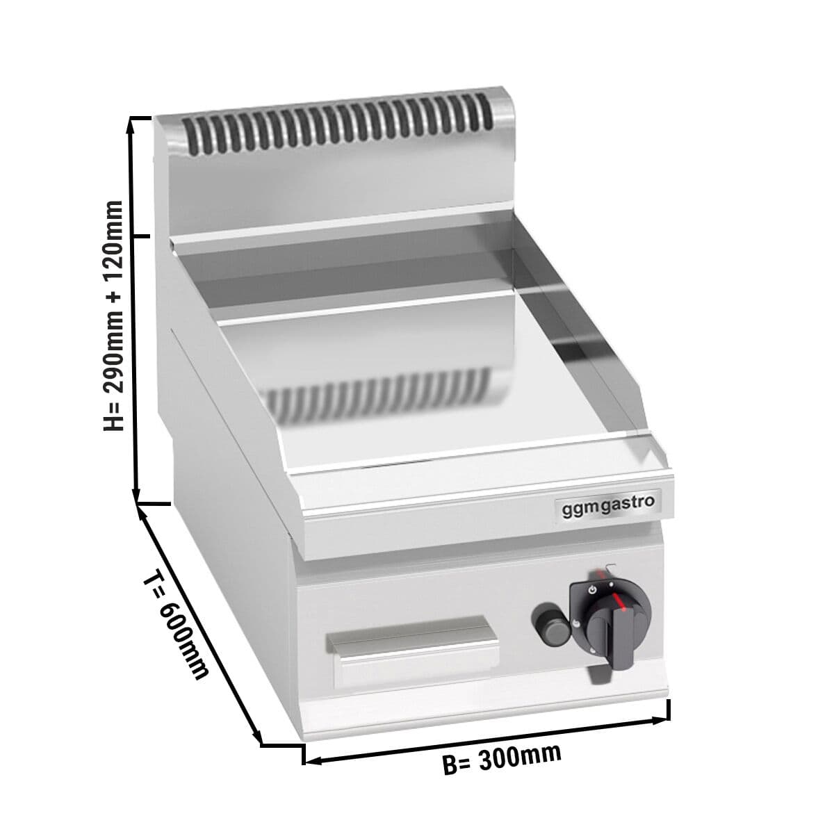 Gas Bratplatte - 4 kW - Glatt - Hardchrom