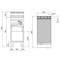 Elektro Bratplatte - 5,7 kW - Gerillt