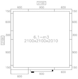 Tiefkühlzelle - 2100x2100mm - 6,1m³ - inkl. Lamellen