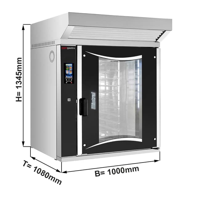 Bäckerei-Elektro-Kombidämpfer - Touch - 10x EN 60x40 - inkl. Haube, Motor, Kondensator & Waschsystem