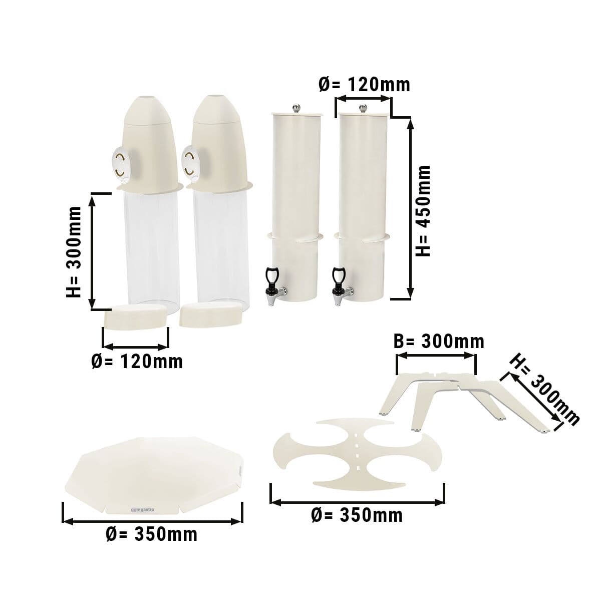 Cerealienspender - doppelt - rotierend - Ø 120mm - Weiß - Drehausgabe