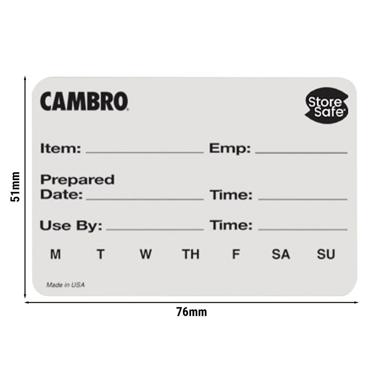 (6 Stück) CAMBRO | StoreSafe® Rotationsetiketten - 250 Etiketten pro Rolle