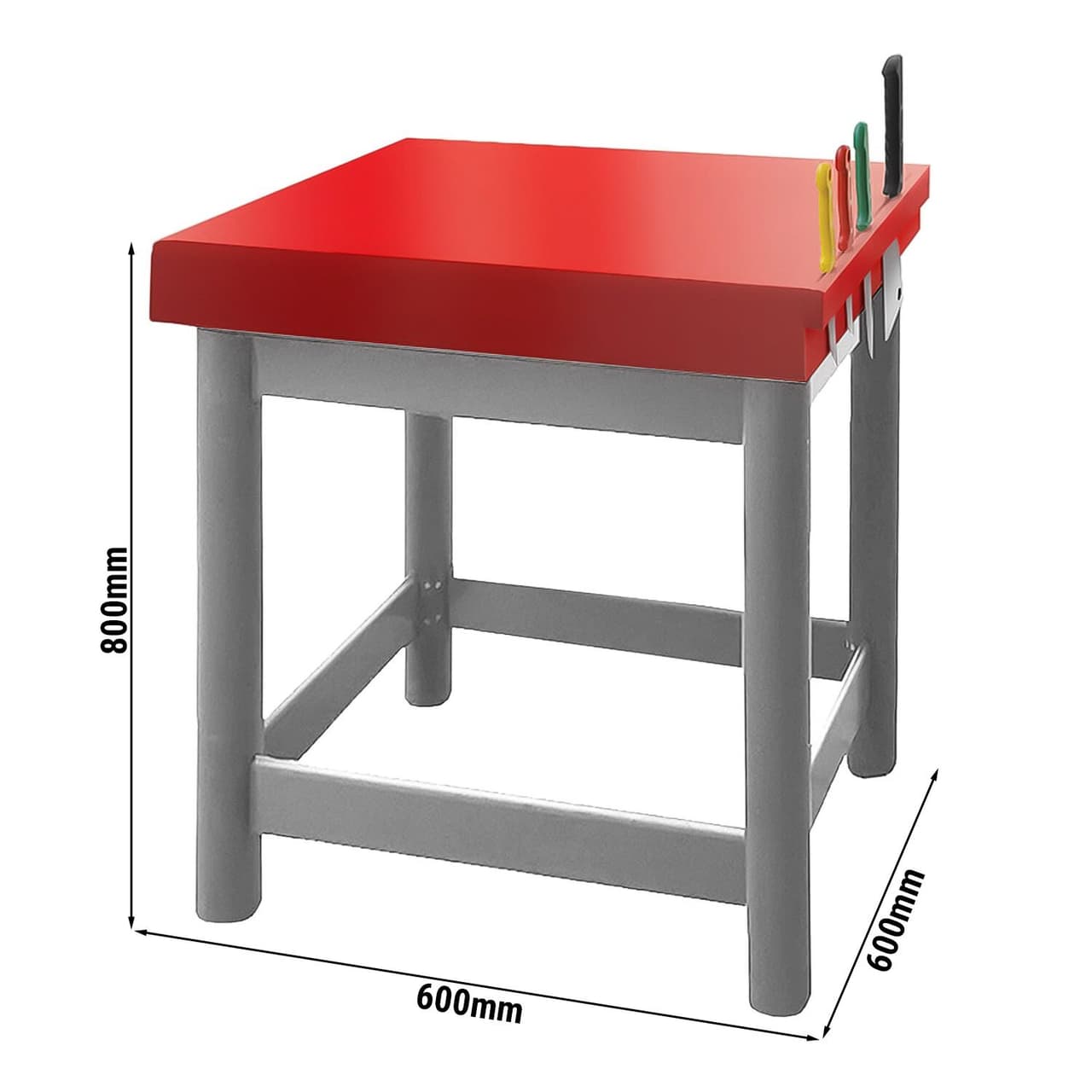 Hackblock aus Polyethylen - 600x600mm -  inkl. Messerhalter