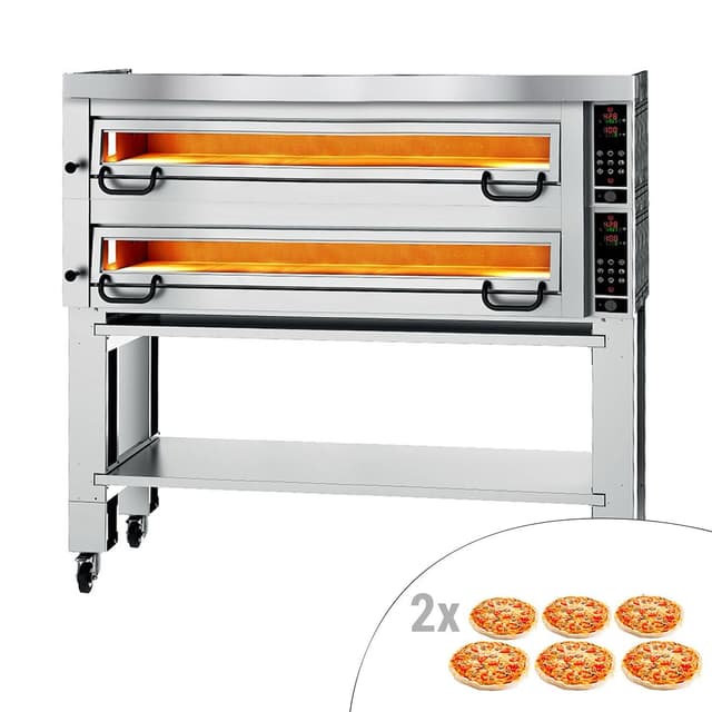 Elektro Pizzaofen Power - 6+6 34cm - Digital - inkl. Haube, Untergestell & Rollen