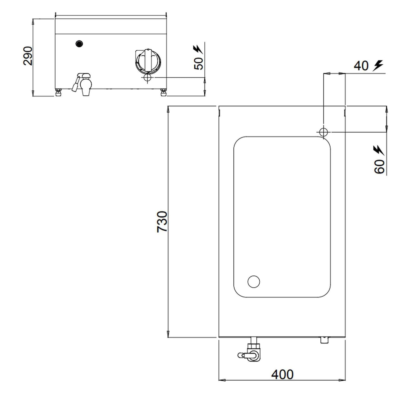 Elektro Bain-Marie - 1,2 kW - 1x GN 1/1