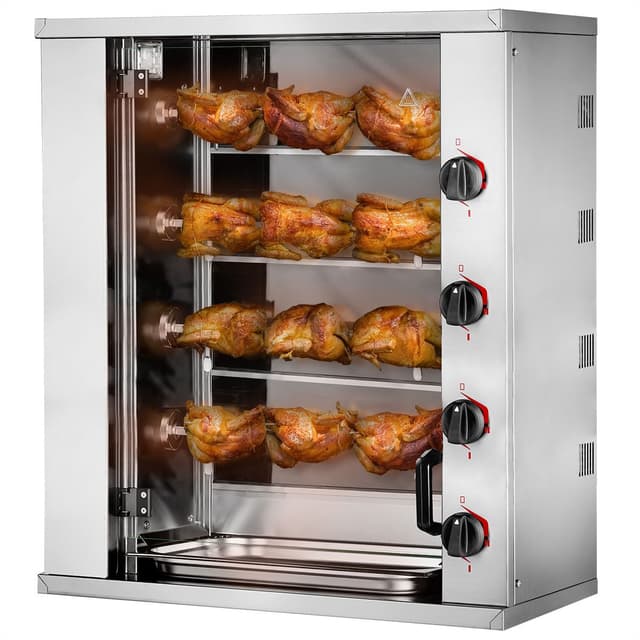 Elektro Mini-Hähnchengrill - 8,8kW - mit 4 Spießen für bis zu 12 Hähnchen