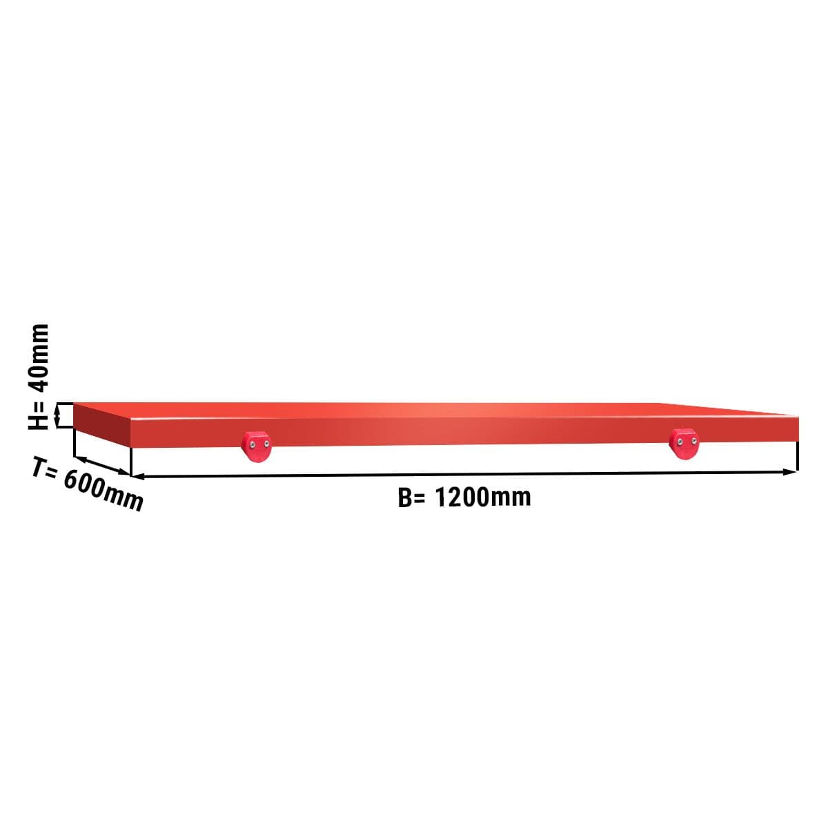 Schneideplatte für Arbeitstisch - 1200x600mm - Rot