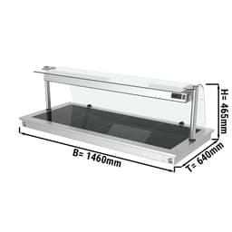 Einbau Warmhalteplatte - 1,5m - 4x GN 1/1 - mit Glas-Hustenschutz