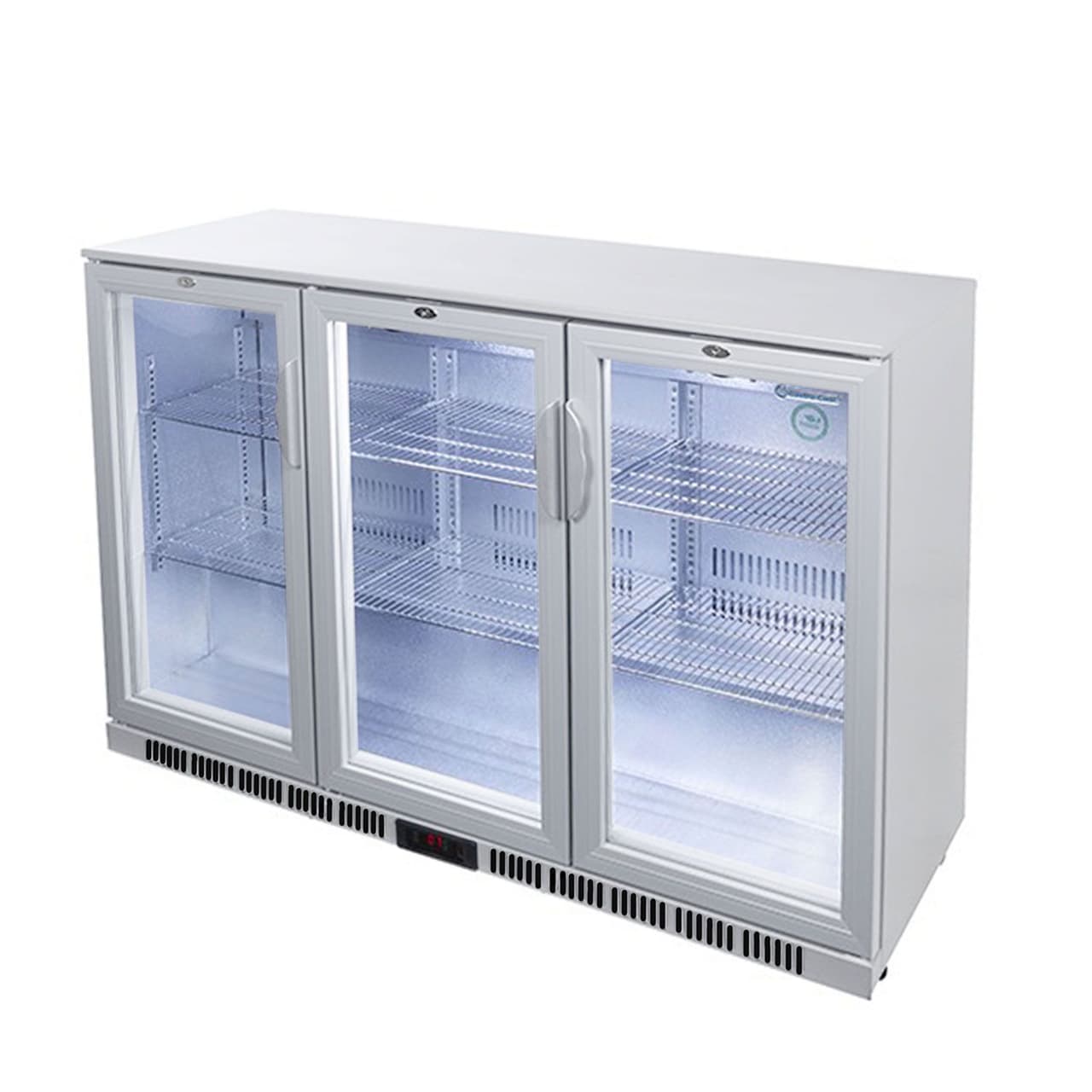 GASTRO-COOL | Barkühlschrank - 1350mm - 312 Liter - mit 3 Glasflügeltüren - Silber