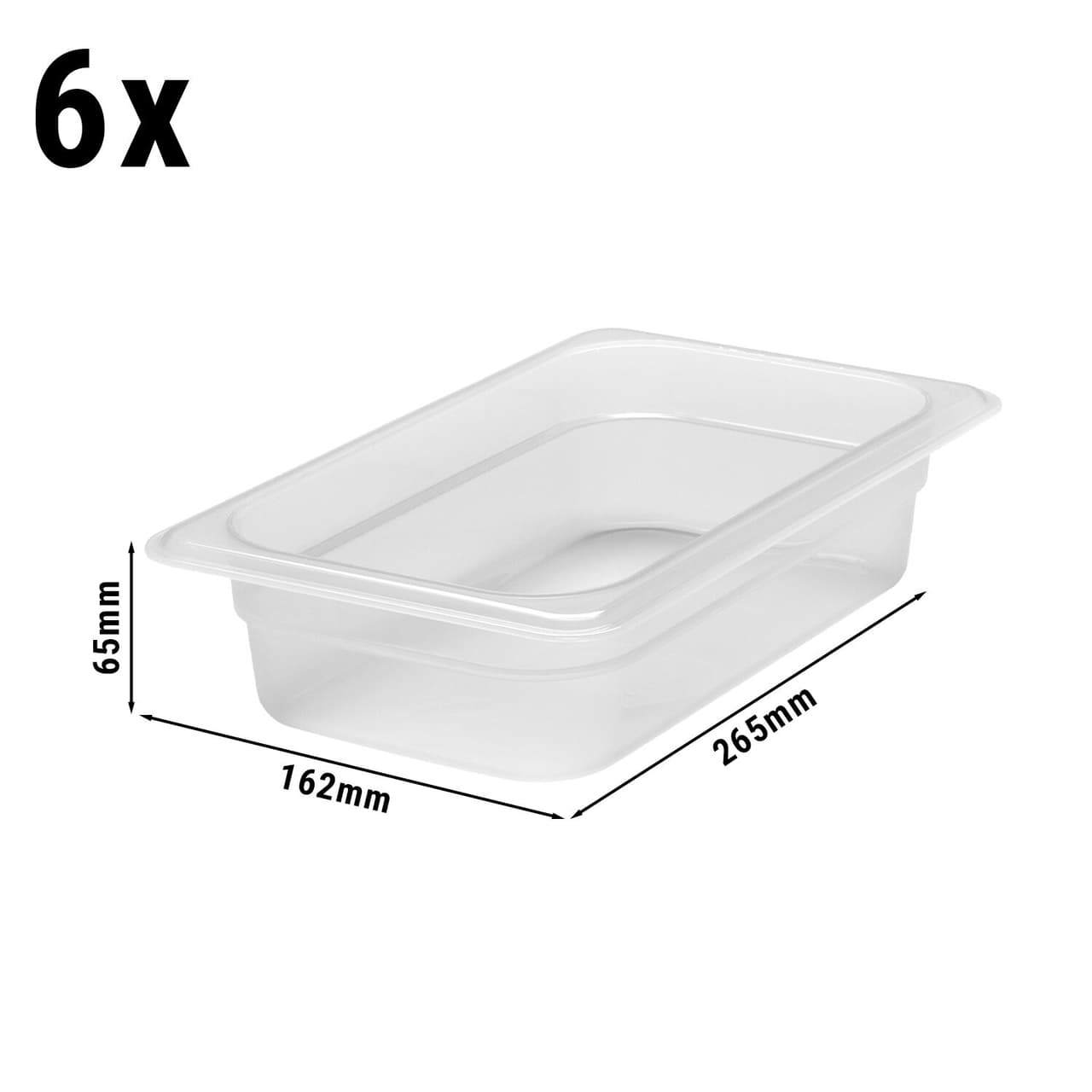 (6 Stück) CAMBRO | CAMWEAR® -  Polypropylen GN 1/4 Behälter - milchig - Tiefe: 65mm