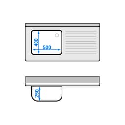 Spülschrank - 1200x600mm - mit 3 Schubladen & 1 Becken links