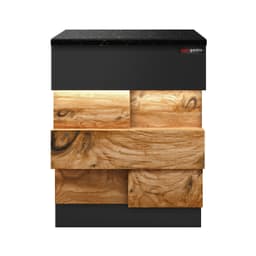 Kassentisch TORONTO - 600mm - Holzfront - schwarze Granit-Arbeitsplatte