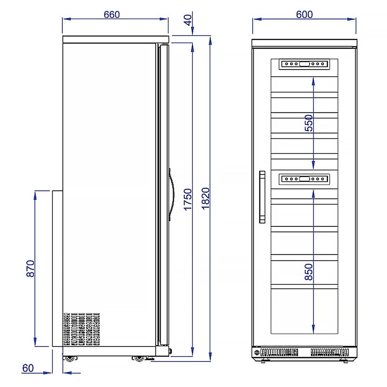 Weinkühlschrank - 2 Klimazonen - 100 Liter - max. 72 Flaschen