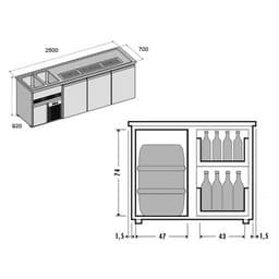 Biertheke Premium PLUS - 2500x700mm - 3 Türen