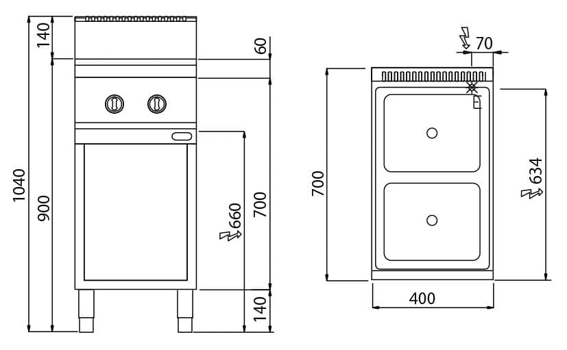 Induktionsherd - 7 kW - 2 Kochfelder