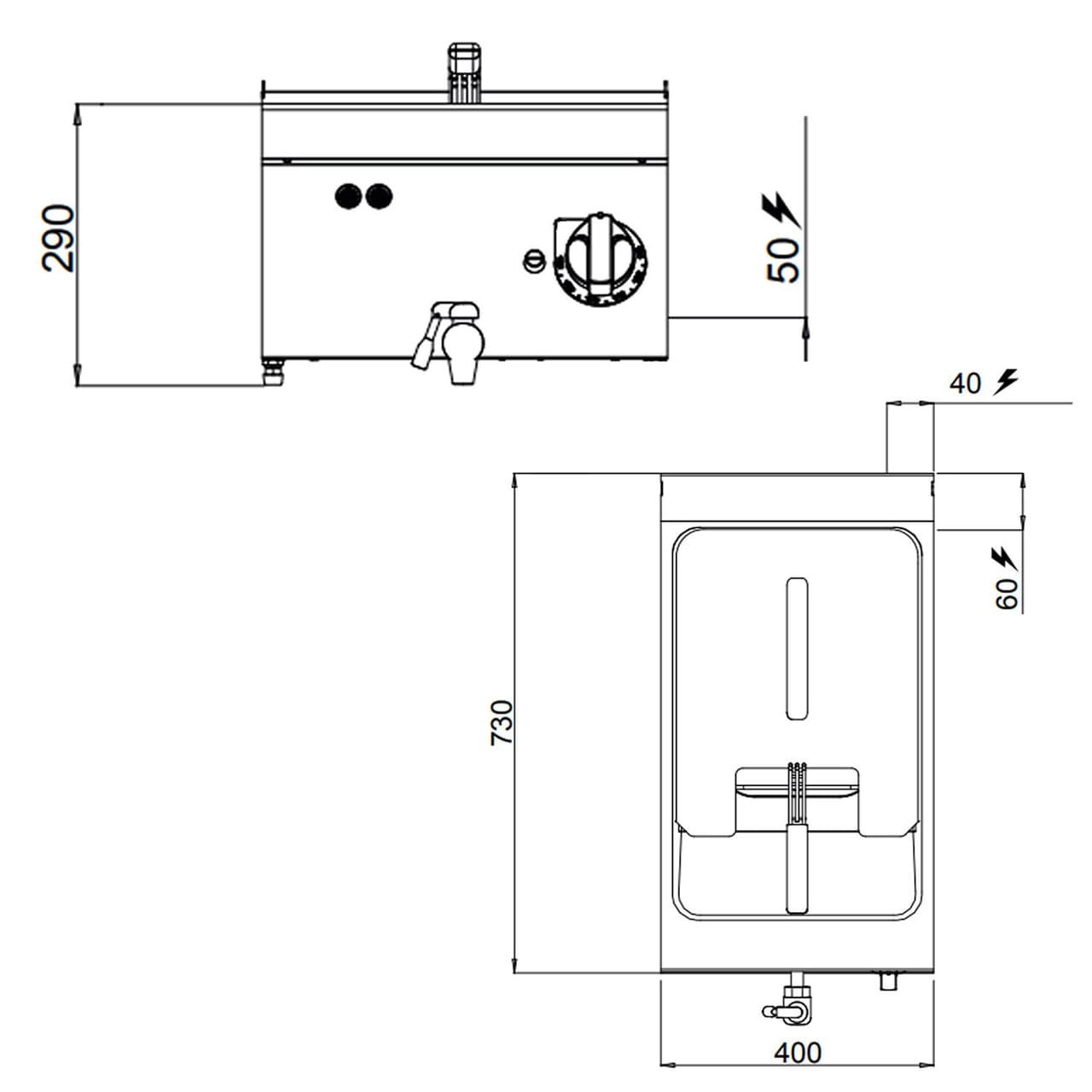 Elektro Fritteuse - 10 Liter - 9 kW