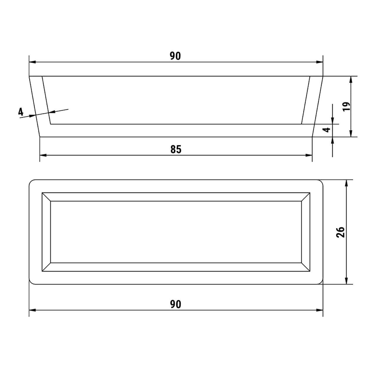 Platten für Tartlet Maschine TMNP - Tartlet-Form: Rechteck -9 0x26mm