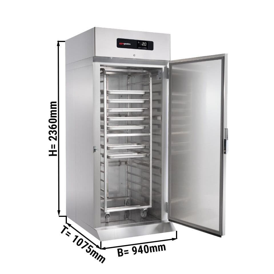 Einfahrkühlschrank Edelstahl Premium PLUS - GN 2/1 - GN 1/1 - EN 60x40- 1300 Liter - mit 1 Tür