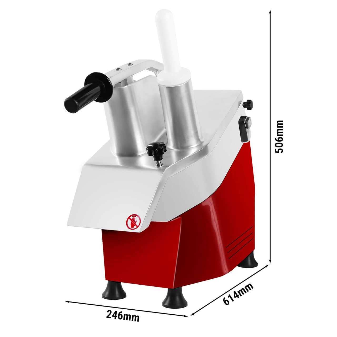 Elektrischer Gemüseschneider  - 550 Watt - Rot - inkl. 5 Schneidescheiben