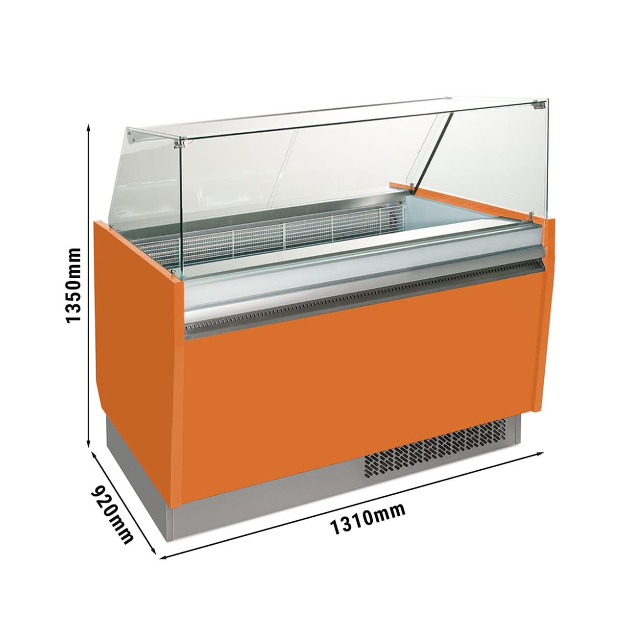 Eistheke LIAM - 1310mm - Statisch - für 10+10x 5 Liter Eisbehälter - Orange