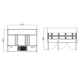 Saladette Premium PLUS - 1460mm - 3 Türen - mit Glasaufsatz für 9x GN 1/3 & 6x 1/6 GN