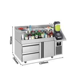 Bar- & Getränkekühltisch - 1200x600mm - 150 Liter - mit 1 Tür, 1 Schublade 1/2 & Ablagen