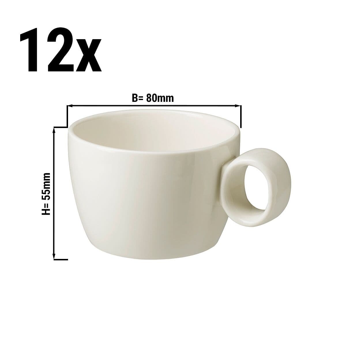 (12 Stück) LUX - Kaffeetasse Maastricht - 16 cl - Elfenbein