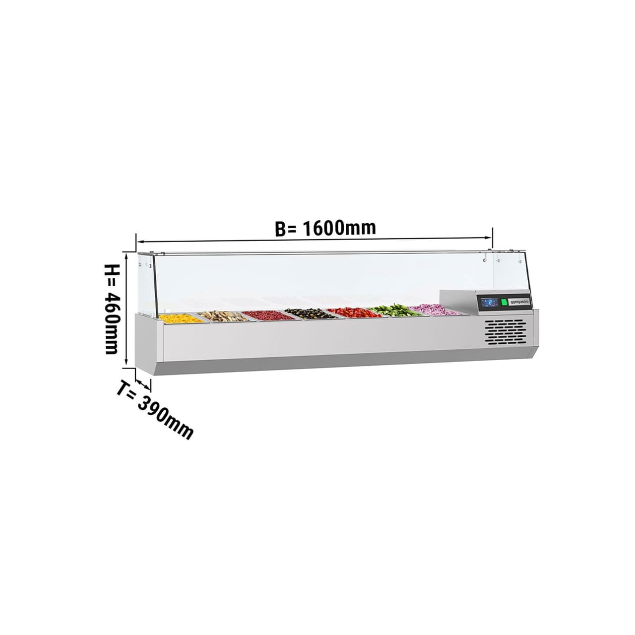 Kühlaufsatzvitrine PREMIUM - 1600x390mm - 6x GN 1/3