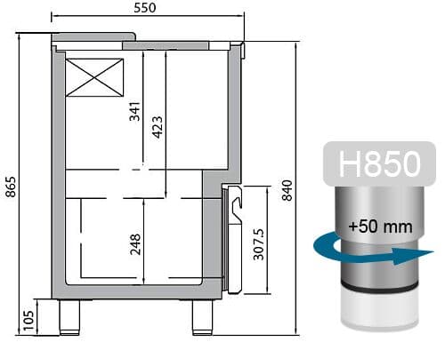 Flaschenkühltruhe - Edelstahl - 265 Liter - mit 1 Schublade