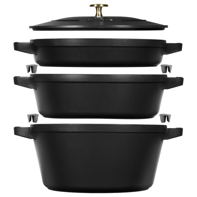 STAUB | STACKABLE SET - Kochtopfset - 3-tlg - Ø 240mm - Gusseisen - Schwarz