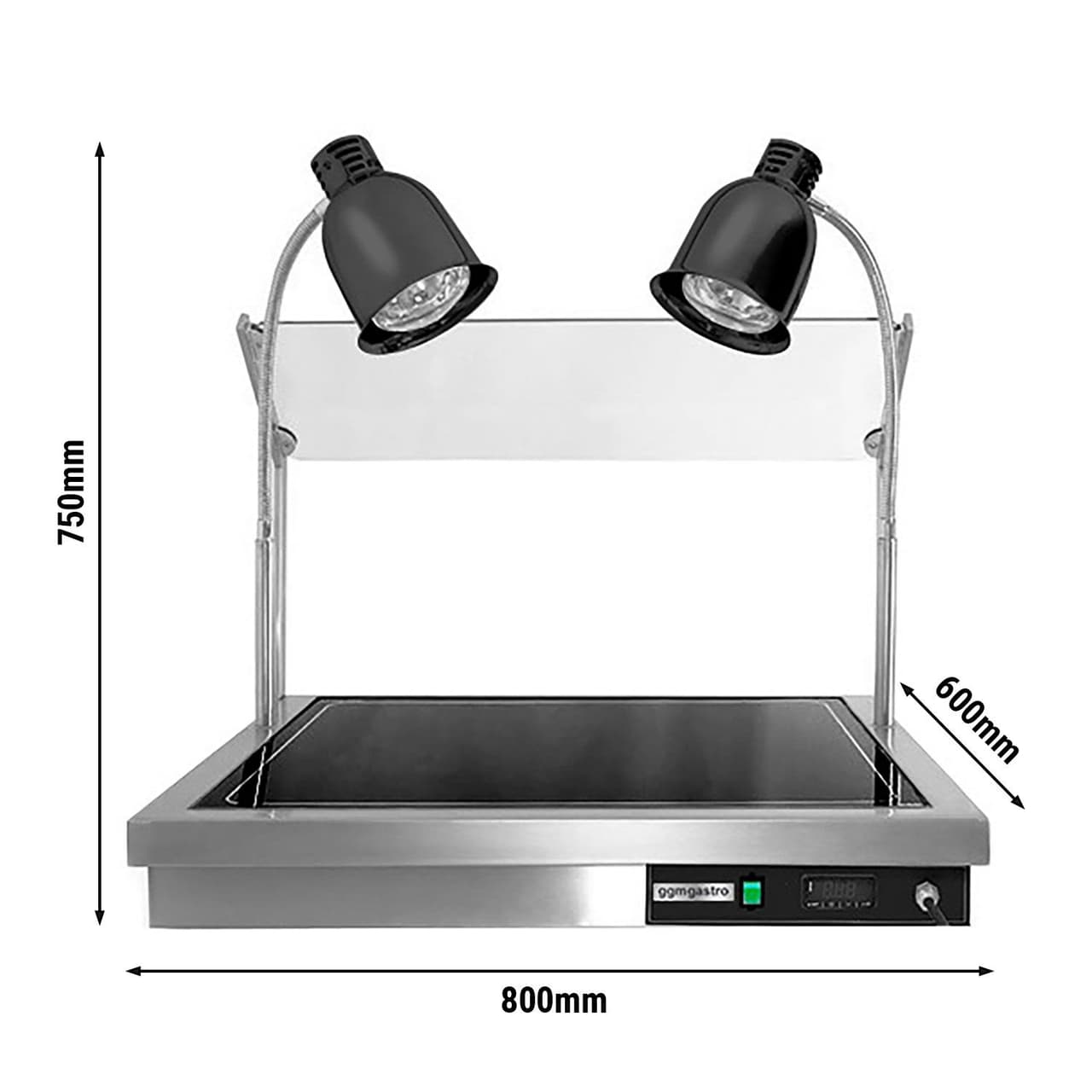 Warmhalteplatte - 1,3 kW - mit 2 Wärmelampen