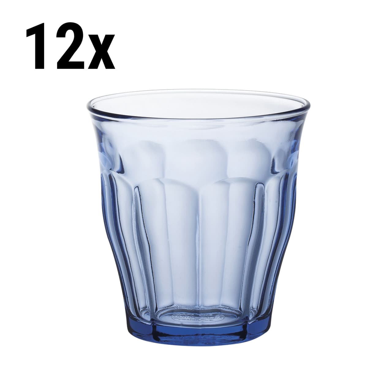 (12 Stück) Duralex Allzweck Trinkglas - PICARDIE - 250 ml - Blau-Transparent