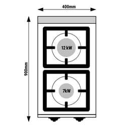 Gasherd - 19 kW - 2 Brenner