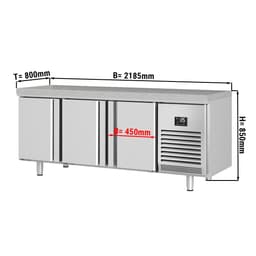 Bäckereikühltisch Premium PLUS - 2185x800mm - mit Durchreiche & Granitarbeitsplatte