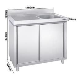 Spülschrank PREMIUM - 1400x600mm - mit 1 Becken rechts