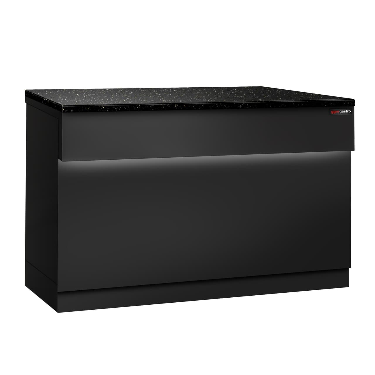 Kassentisch TORONTO - 1150mm - schwarze Front - schwarze Granit-Arbeitsplatte