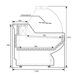 Kühltheke - 2000mm - mit Beleuchtung - Frondblende Gelb