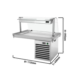 Einbau Kühlplatte - 1,1m - +2 ~ +8 °C - 3x GN 1/1 - mit Glas-Hustenschutz