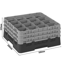 CAMBRO | CAMRACK® - Gläserspülkorb 1/1 - 16 Fächer - mit 3 Extender - 500x500mm - Schwarz