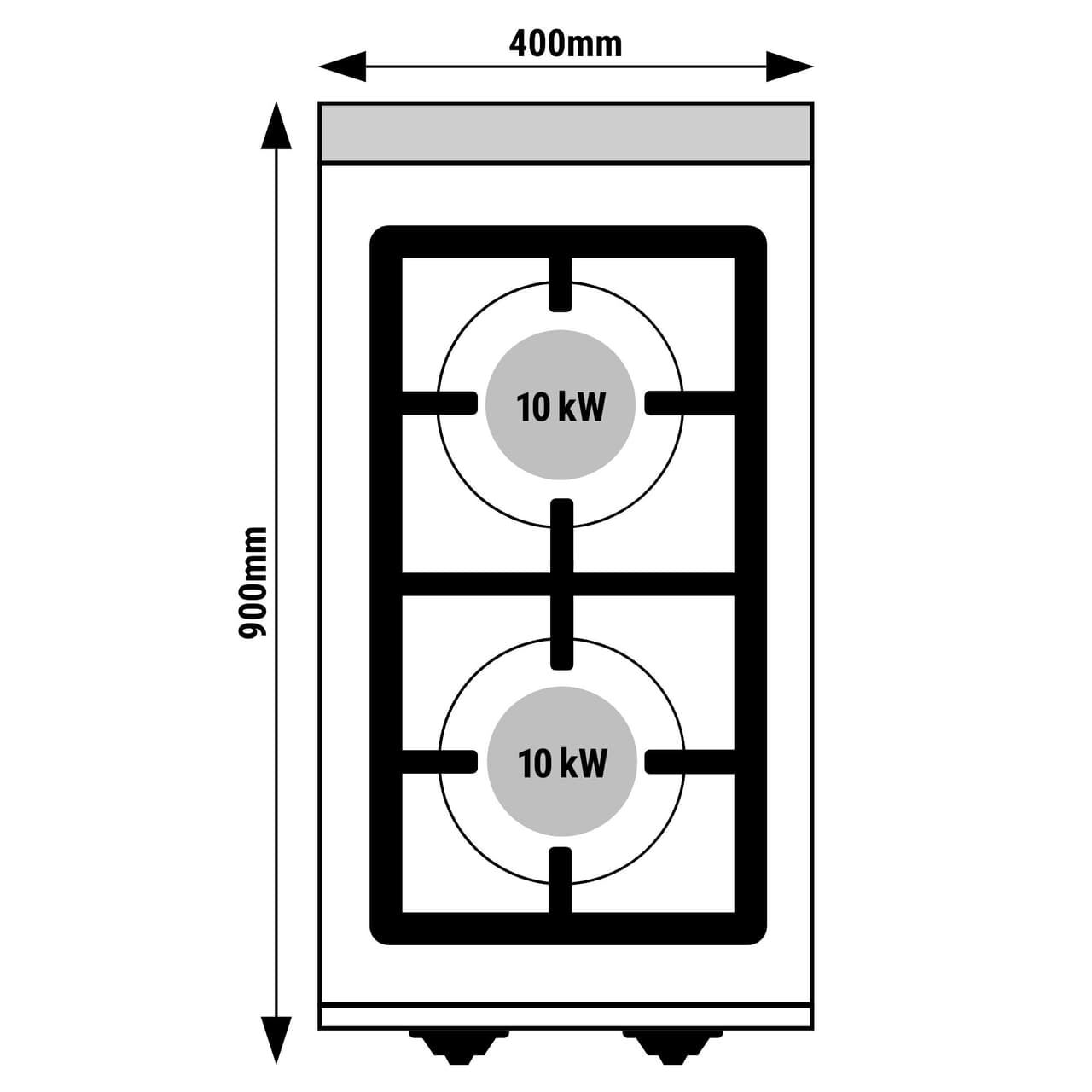 Gasherd - mit 2 Brennern - 20 kW - Hochleistungsmodell