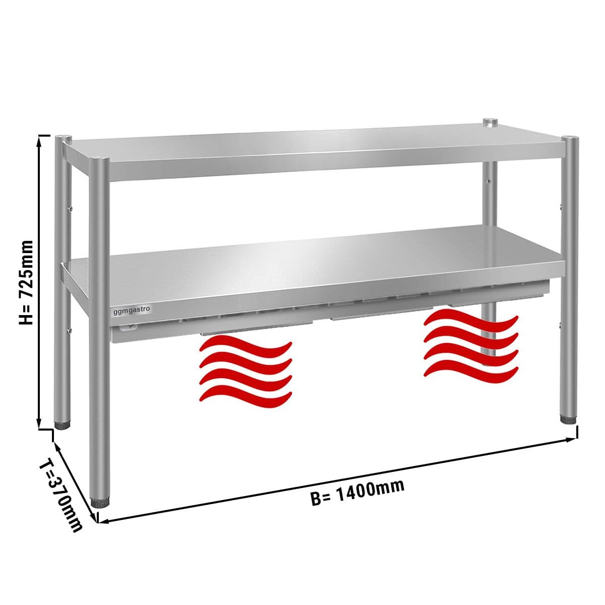 Wärmebrücke PREMIUM - 1400x370mm - mit 2 Etagen - Höhe: 725mm