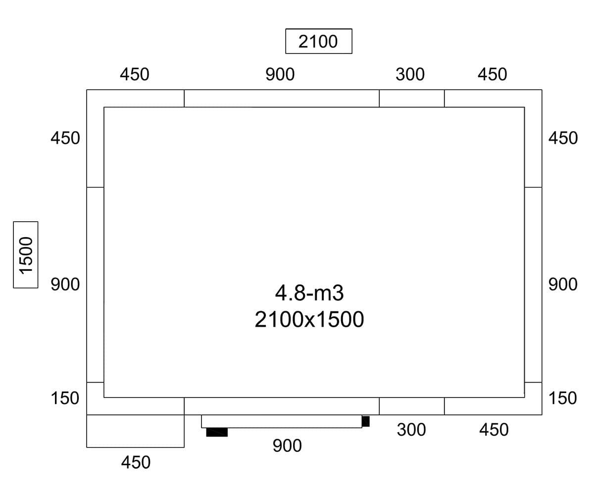 Edelstahl Tiefkühlzelle - 2100x1500mm - 4,14m³ - inkl. Lamellen