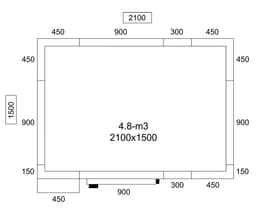 Edelstahl Tiefkühlzelle - 2100x1500mm - 4,14m³ - inkl. Lamellen