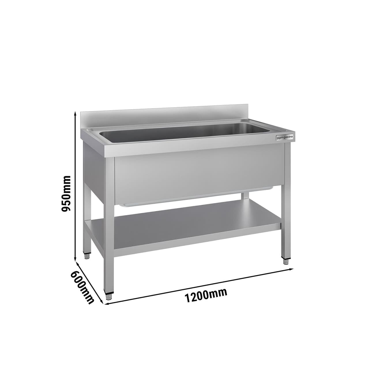 Topfspültisch ECO - 1200x600mm - mit Grundboden & 1 Becken