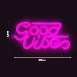 LED Leuchtschild - Good Vibes 1 - Pink - 330x180mm