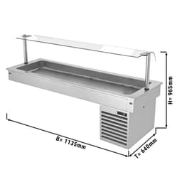 Einbau Kühlwanne - 1,1m - +2 ~ +8 °C - 3x GN 1/1 - mit Glas-Hustenschutz